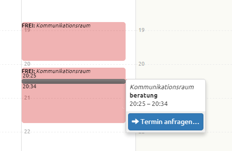 Terminbuchungskalender mit Termincursor