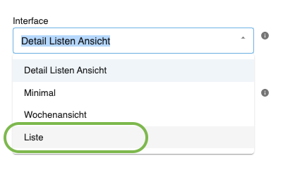 Auswahl-Dialog mit Listenansicht-Option